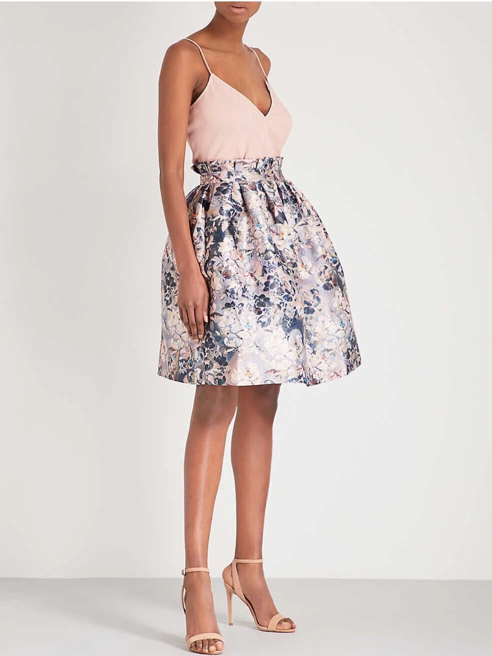 Ted Baker London ZEVI Eloquent Jacquard Skirt in Blush and Navy